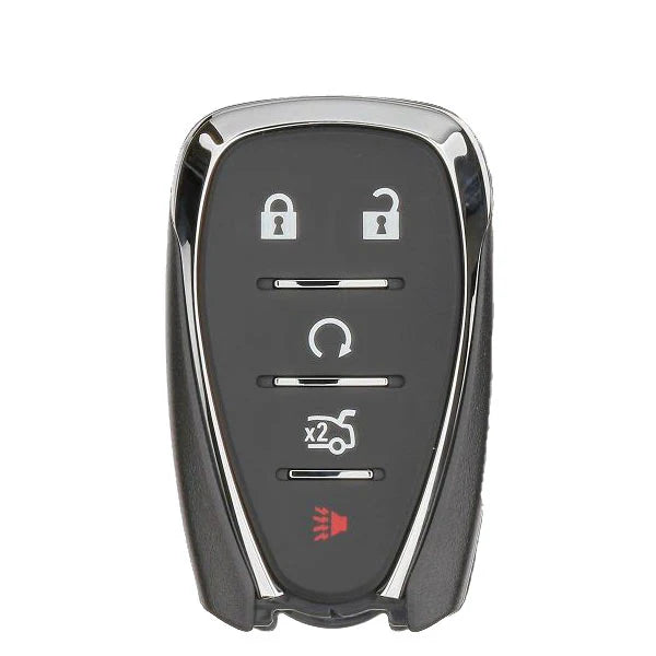 2016-2020 Chevy Cruze and Sonic 5-button smart key remote featuring Lock, Unlock, Remote Start, Trunk Release, and Panic icons.