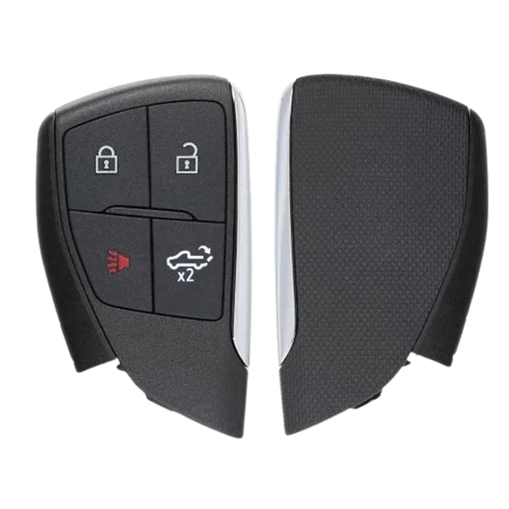 2022-2024 Chevy Silverado 4-button smart key remote with Lock, Unlock, Panic, and Power Tailgate icons.