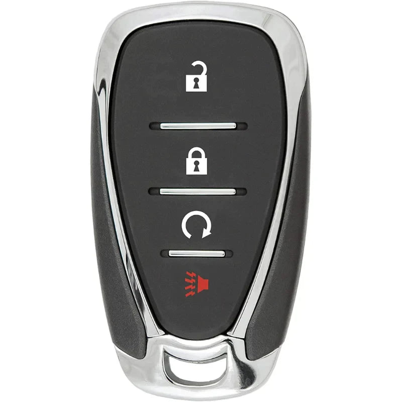 4-button smart key remote for Chevrolet vehicles with Lock, Unlock, Remote Start, and Panic icons.